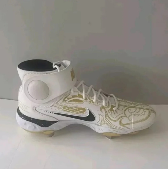 Nike React Alpha Huarache Elite 3 Mid Gold Baseball Cleats Sz 16 NEW CV3551 101 - Picture 5 of 5